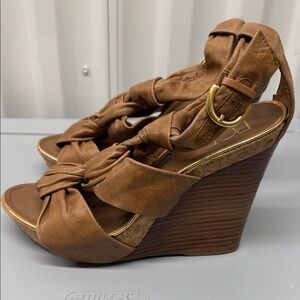 BCBGMaxAzria Brown Wedge Sandals